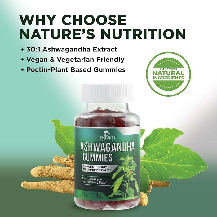 Ashwagandha Gummies - Advanced Ashwagandha Gummy Formula for Daily Use - Natural Antioxidant Support & Brain Health Support - Natural Calm, Relaxation, & Immune Support - Berry Flavor - 60 Gummies - Image 7