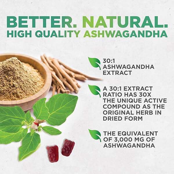 Ashwagandha Gummies - Advanced Ashwagandha Gummy Formula for Daily Use - Natural Antioxidant Support & Brain Health Support - Natural Calm, Relaxation, & Immune Support - Berry Flavor - 60 Gummies - Image 8