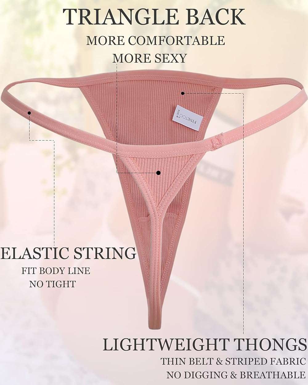 FINETOO 10 Pack G-String Thongs for Women Cotton Panties Stretch T-back Tangas Low Rise Hipster Underwear Sexy S-XL - Image 4