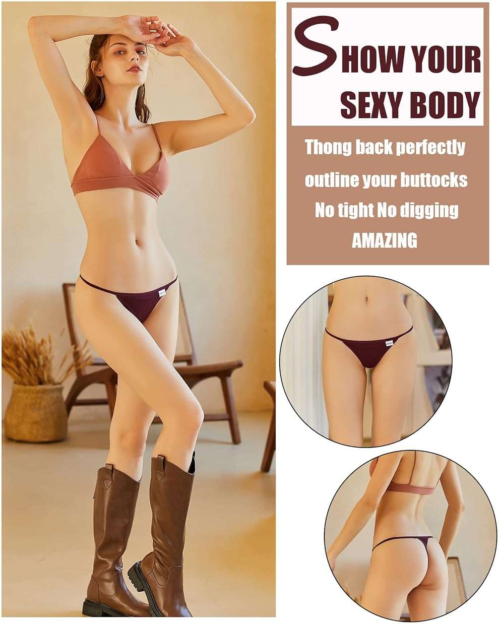 FINETOO 10 Pack G-String Thongs for Women Cotton Panties Stretch T-back Tangas Low Rise Hipster Underwear Sexy S-XL - Image 5