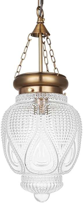 DSMJFU Brass Gold Glass Ceiling Pendant Light Kitchen Island Lighting Farmhouse Vintage Pendant Light Hanging Light Fixture for Dining Room, Entryway, Sink, Breakfast Nook - Image 1