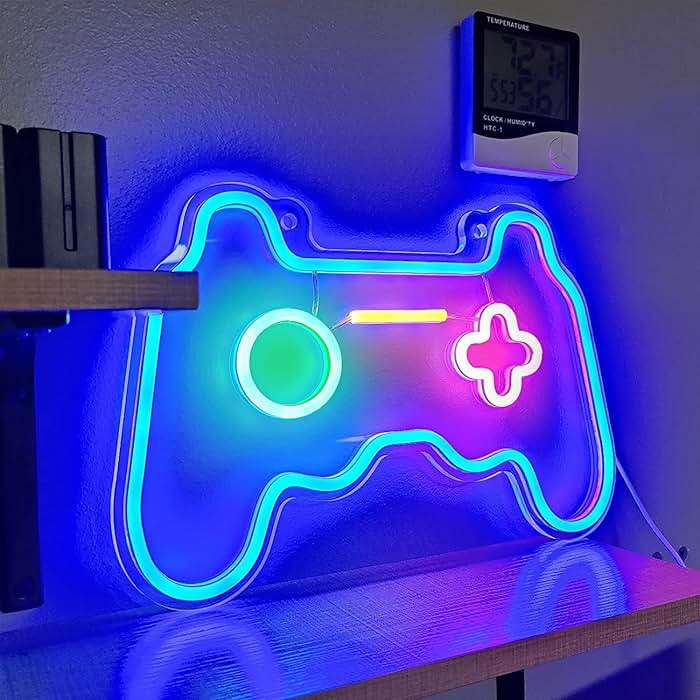 SOLIDEE Led Dimmable Neon Signs Wall Decorations For Living Room|Bedroom Gamepad Controller Shape Lights Game Room Decor Accessories Cool Teen Boys|Girls|Kids Gamer Gifts - Image 1