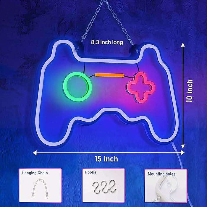 SOLIDEE Led Dimmable Neon Signs Wall Decorations For Living Room|Bedroom Gamepad Controller Shape Lights Game Room Decor Accessories Cool Teen Boys|Girls|Kids Gamer Gifts - Image 2