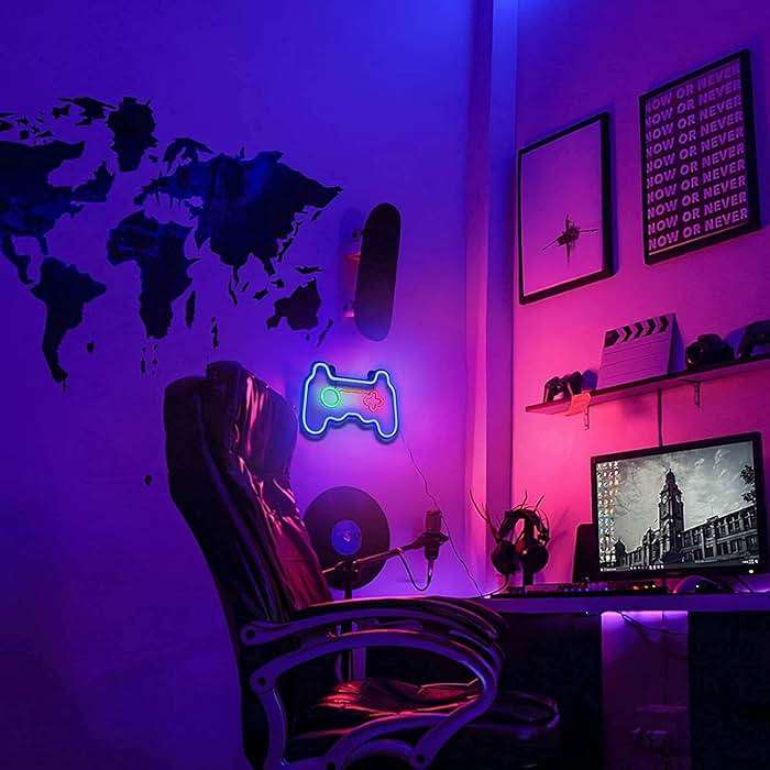 SOLIDEE Led Dimmable Neon Signs Wall Decorations For Living Room|Bedroom Gamepad Controller Shape Lights Game Room Decor Accessories Cool Teen Boys|Girls|Kids Gamer Gifts - Image 6