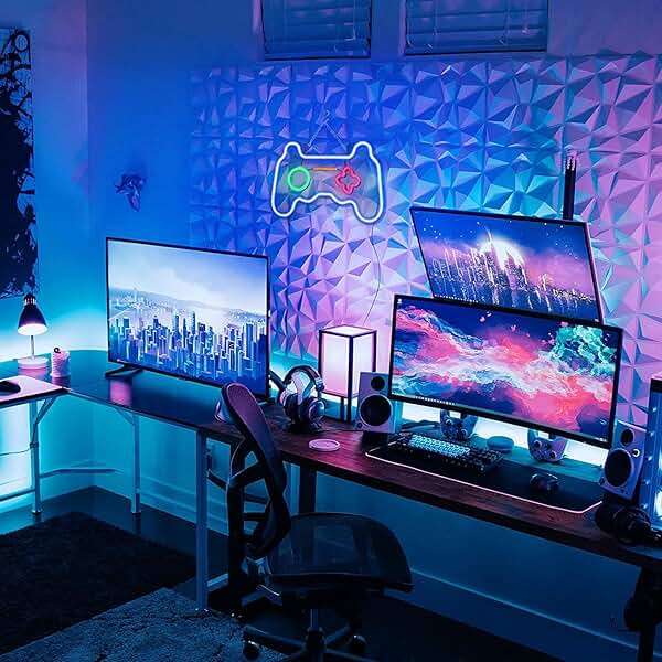 SOLIDEE Led Dimmable Neon Signs Wall Decorations For Living Room|Bedroom Gamepad Controller Shape Lights Game Room Decor Accessories Cool Teen Boys|Girls|Kids Gamer Gifts - Image 7