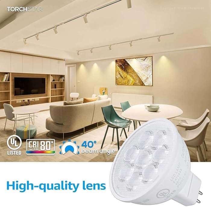 TORCHSTAR MR16 LED Bulbs 50W Halogen Equivalent, 550LM Super Bright 6.5W, 3000K Warm White, 12V Low Voltage GU5.3 Bi-Pin Base, UL Listed, for Recessed Lighting, Track Light Head, Pack of 6 - Image 4