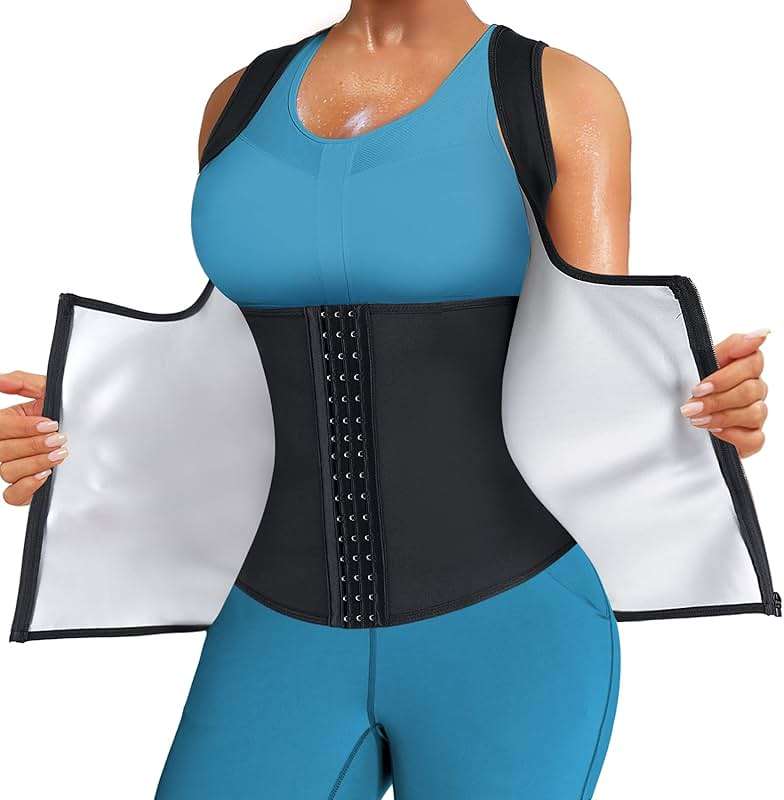 LANCS Sauna Suit for Women Sweat Waist Trainer Zipper Vest Cincher Body Shaper Corset Slimming Workout Tank Tops - Image 1