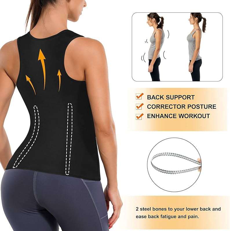 LANCS Sauna Suit for Women Sweat Waist Trainer Zipper Vest Cincher Body Shaper Corset Slimming Workout Tank Tops - Image 4