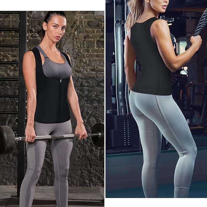 LANCS Sauna Suit for Women Sweat Waist Trainer Zipper Vest Cincher Body Shaper Corset Slimming Workout Tank Tops - Image 6