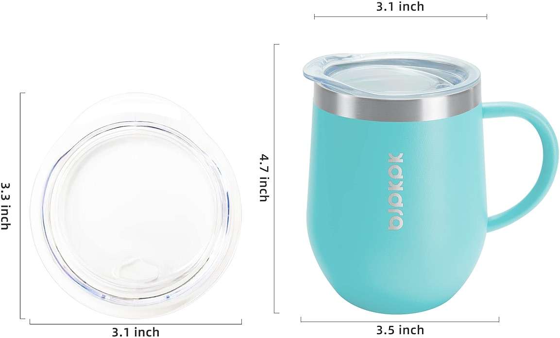 BJPKPK 2 pcs Insulated Coffee Mug, 12 oz Stainless Steel Insulated Coffee Tumbler with Lid for Hot Drinks & Cold Drinks- Turquoise - Image 3