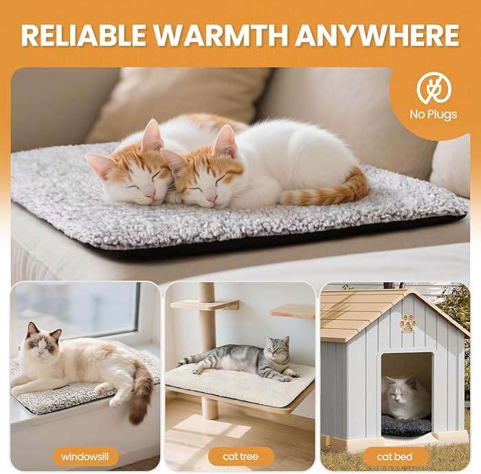 Self Warming Cat Bed Self Heating Cat Dog Mat 24 x 18 inch Extra Warm Thermal Pet Pad for Indoor Outdoor Pets with Removable Cover Non-Slip Bottom Washable Non Electric - Image 6