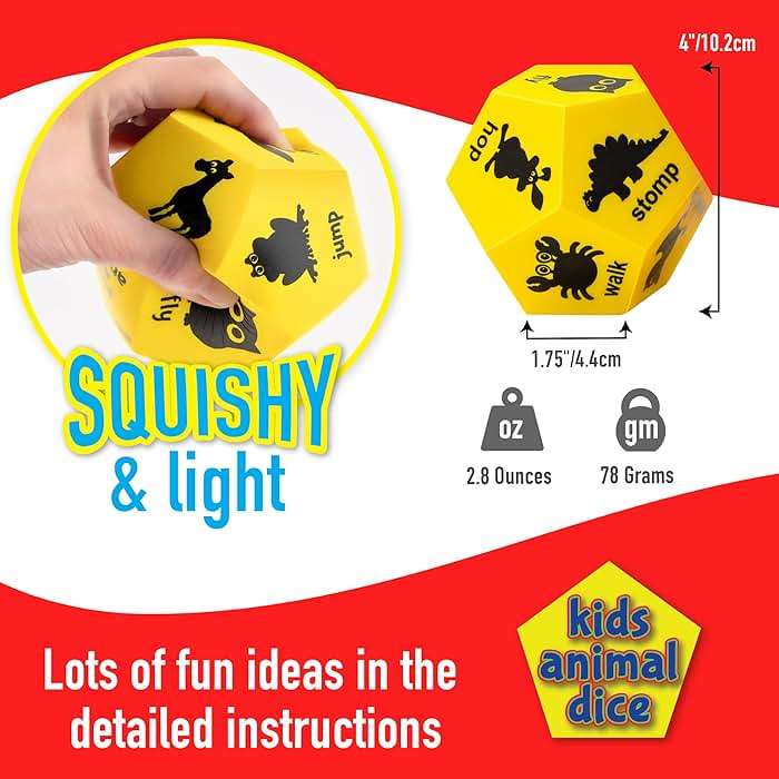 Covelico Animal Exercise Dice - Kids Exercise Equipment, Gross Motor Toys for Toddlers 3-5 & Physical Education Equipment, Recess Toys for Elementary Outside or Indoor Physical Activities for Kids - Image 5