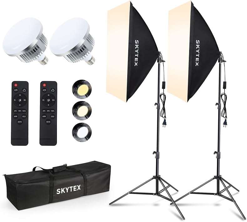 Skytex Softbox Lighting Kit 2Pack 20x28in Soft Box | 85W 2700-6400K E27 LED Bulb Continuous Photography Lighting, Photo Studio Lights Equipment for Camera Shooting, Video Recording - Image 1