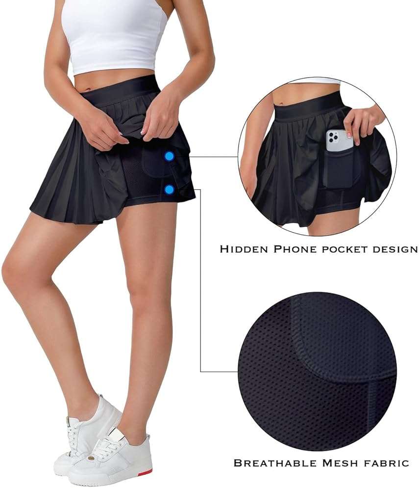 Eleloveph Mini Pleated Tennis Skirt for Women: Flowy Skorts for with Shorts Pockets - Athletic Trendy - Golf Pickleball - Image 5
