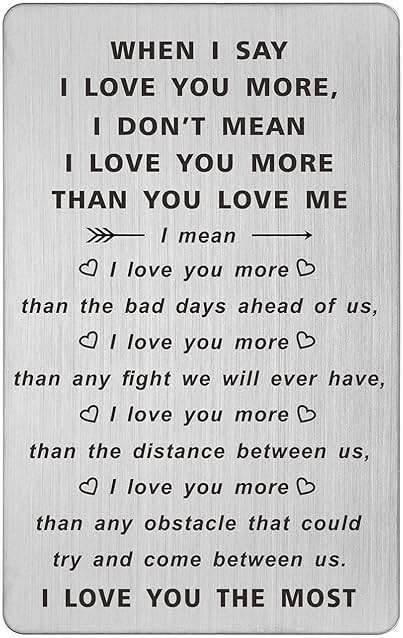 TANWIH When I Say I Love You More Wallet Card, I Love You Gifts for Him Her, Romantic Birthday Gifts for Men, Anniversary Card for Husband, Long Distance Present for Boyfriend, Fathers Day, Valentines - Image 1