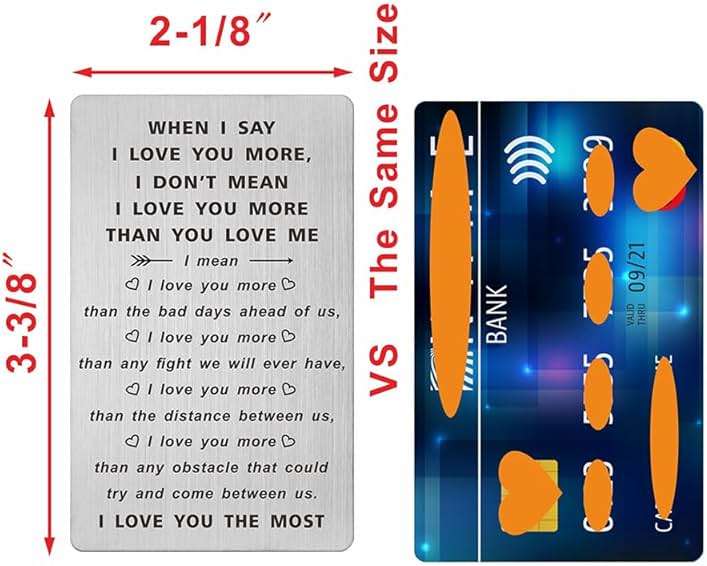 TANWIH When I Say I Love You More Wallet Card, I Love You Gifts for Him Her, Romantic Birthday Gifts for Men, Anniversary Card for Husband, Long Distance Present for Boyfriend, Fathers Day, Valentines - Image 2