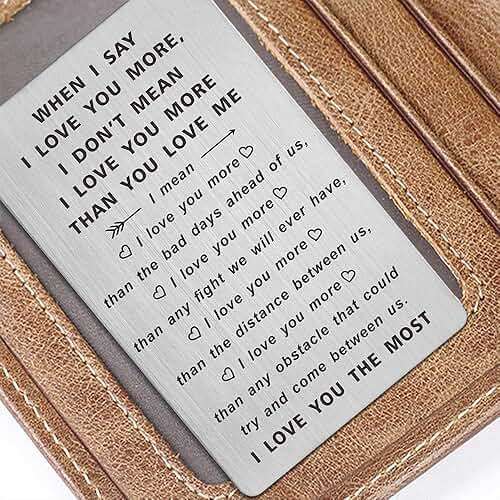 TANWIH When I Say I Love You More Wallet Card, I Love You Gifts for Him Her, Romantic Birthday Gifts for Men, Anniversary Card for Husband, Long Distance Present for Boyfriend, Fathers Day, Valentines - Image 4