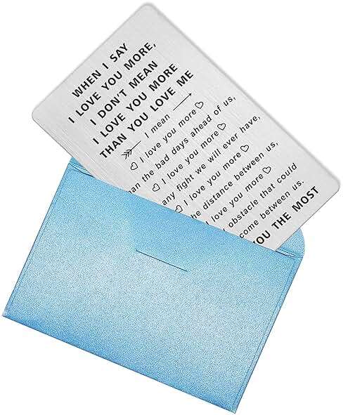 TANWIH When I Say I Love You More Wallet Card, I Love You Gifts for Him Her, Romantic Birthday Gifts for Men, Anniversary Card for Husband, Long Distance Present for Boyfriend, Fathers Day, Valentines - Image 6