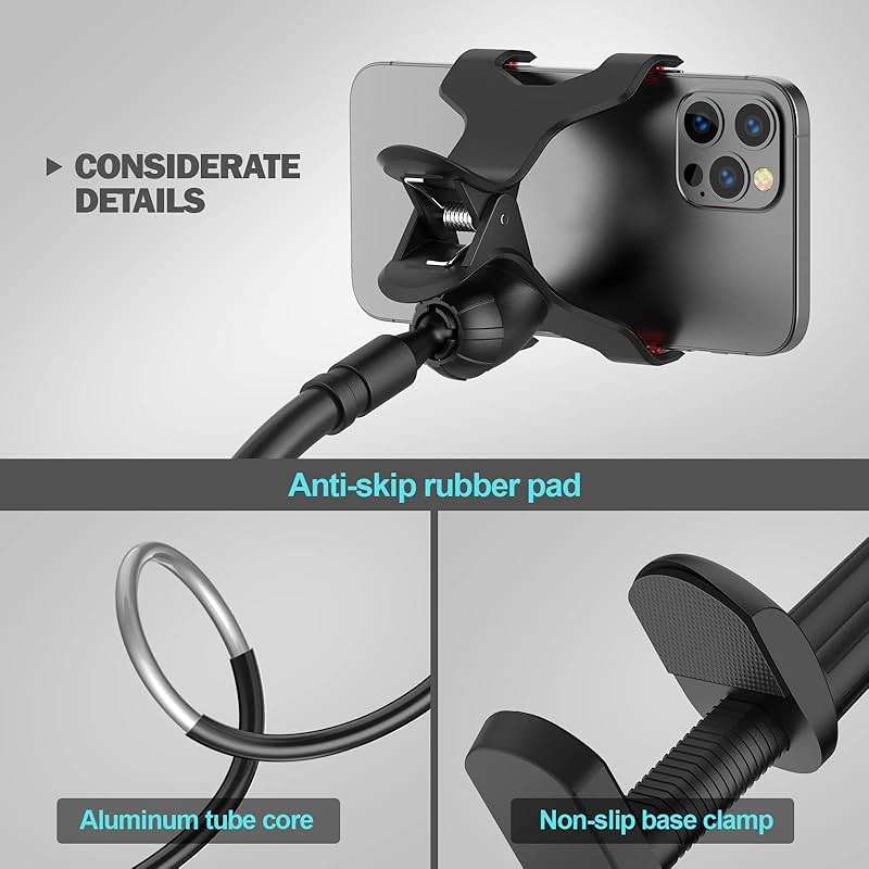 Gooseneck Phone Holder for Bed, Flexible Lazy Arm Cell Phone Holder 360 Adjustable Clamp Bracket Mount Desk for iPhone 14 Pro Max Plus 13 12 Pro Max Mini 11 Pro Xs XR X 8 Samsung S22 S21 Phones - Image 6