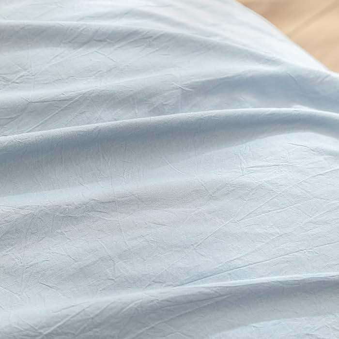 BESTOUCH Duvet Cover Set 100% Washed Cotton Linen Feel Super Soft Comfortable Chic Lightweight 3 PCs Home Bedding Set Cornflower Blue Queen - Image 6