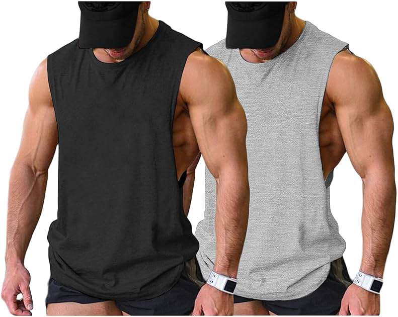 COOFANDY Men Workout Tank Top 2 Pack Gym Bodybuilding Sleeveless Muscle T Shirts - Image 1