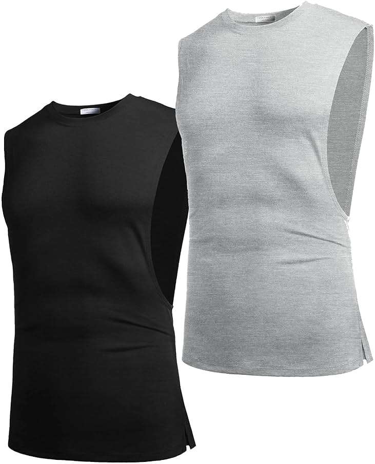 COOFANDY Men Workout Tank Top 2 Pack Gym Bodybuilding Sleeveless Muscle T Shirts - Image 2