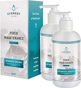 Perio Maintenance Alcohol Free Mouthwash – Concentrated Mouthwash for Bad Breath, Plaque, Sensitive Teeth, and Gingivitis or Gum Disease - Fresh Mint Flavored Fluoride Rinse Pack of 2 by Everest - Image 1