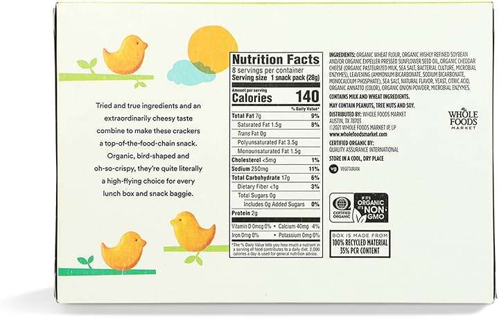365 by Whole Foods Market, Organic Cheddar Chicks Crackers, 8 Pack - Image 2