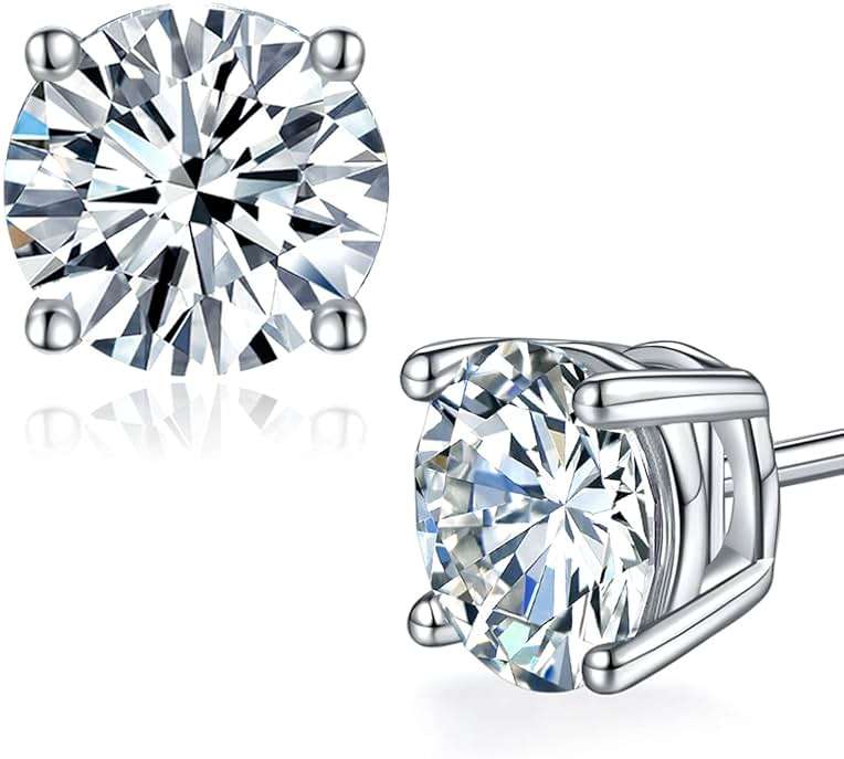 Moissanite Stud Earrings for Women,Sterling Silver 925 Earrings Jewelry Engagement Gifts for Women Men - Image 1