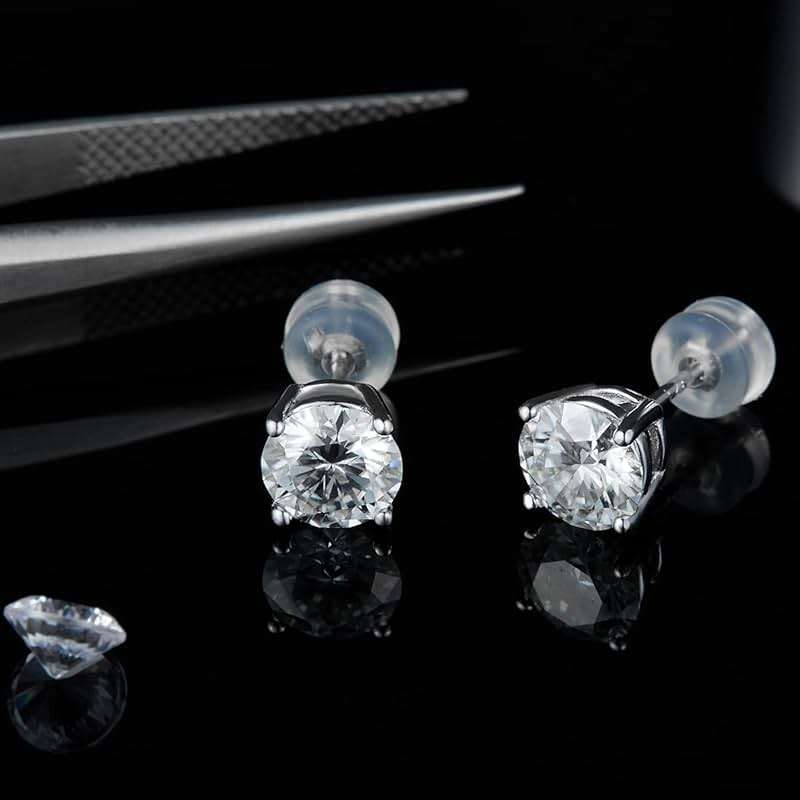 Moissanite Stud Earrings for Women,Sterling Silver 925 Earrings Jewelry Engagement Gifts for Women Men - Image 5