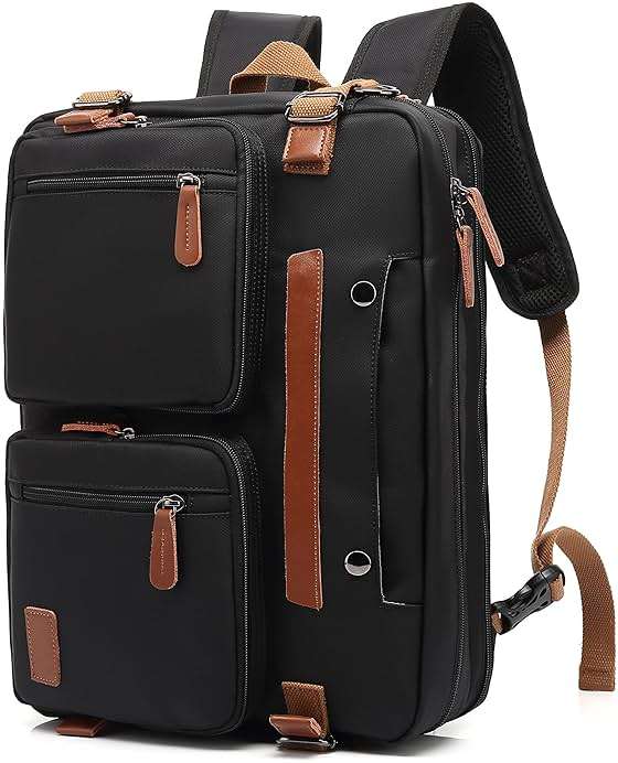 MOLNIA 3 in 1 Laptop Bag for Men, 17.3 Inch Work Bags for Men, Laptop Backpack, Briefcases, Messenger Bag, Computer Bags for Laptops for Men Women, Black - Image 1
