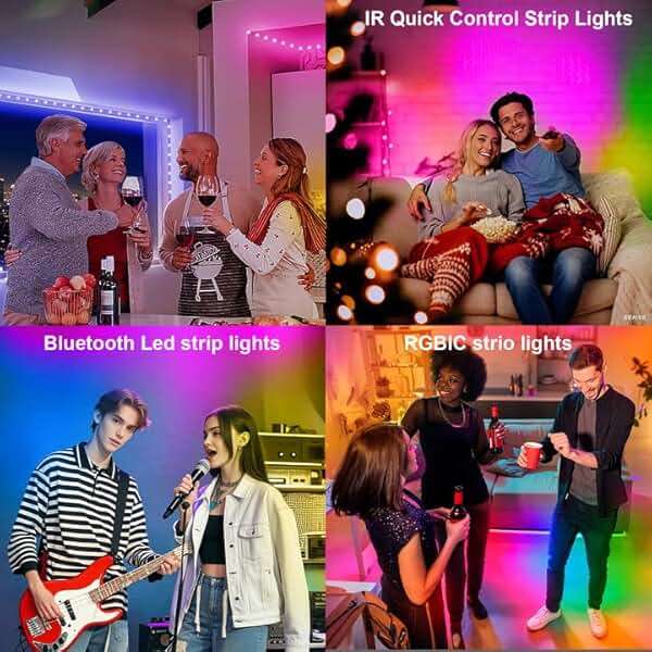 VOLIVO 100ft Led Strip Lights for Bedroom, Color Changing Led Light Strips Kit with Bluetooth App Control and IR Remote, RGB Music Sync Lighting for Room, Home Decor - Image 6