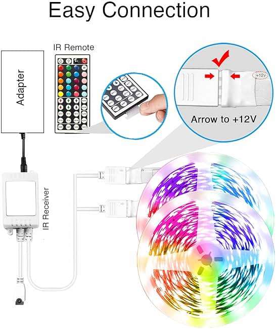 VOLIVO 100ft Led Strip Lights for Bedroom, Color Changing Led Light Strips Kit with Bluetooth App Control and IR Remote, RGB Music Sync Lighting for Room, Home Decor - Image 8