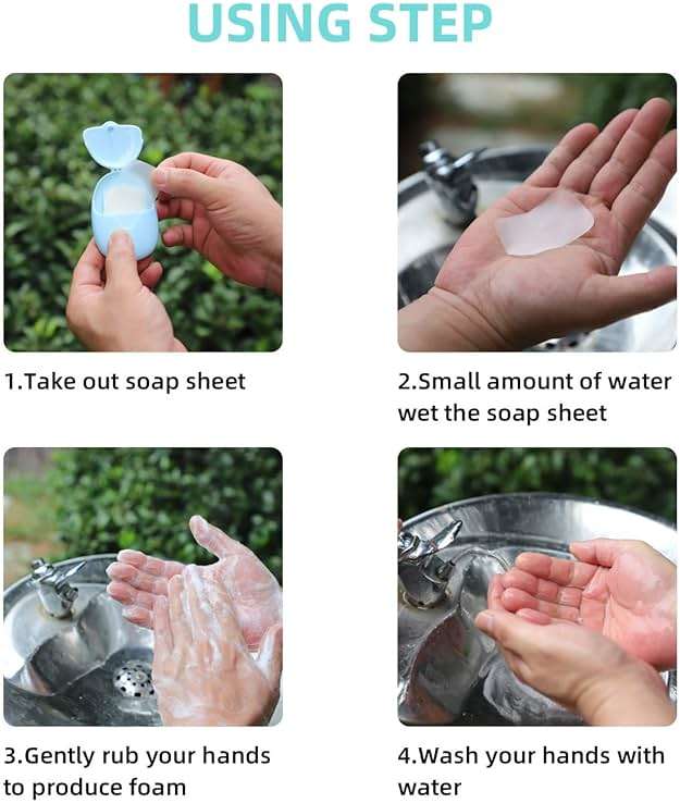 BAIKAFU 6 Boxes (300 Sheets) Mini Portable Disposable Travel Paper Soap Sheets Foaming Hand Washing Bath Scented hand soap for Indoor, Outdoor, Travel, Camping Hiking - Image 6