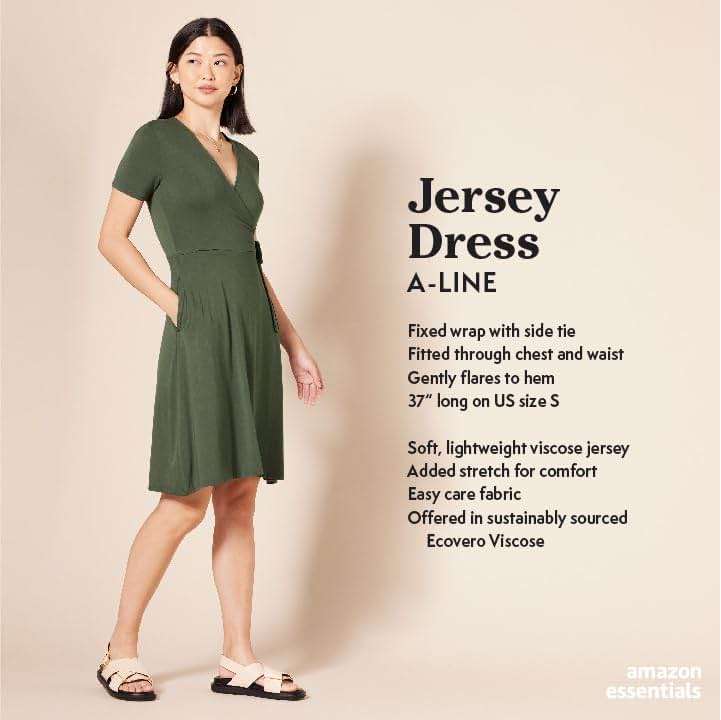 Amazon Essentials Women's Short Sleeve Faux-Wrap V Neck Dress - Image 2