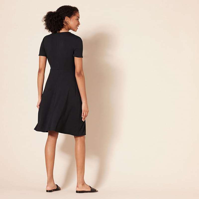 Amazon Essentials Women's Short Sleeve Faux-Wrap V Neck Dress - Image 3