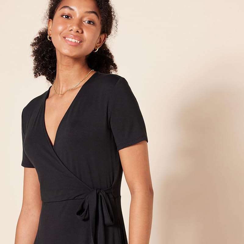 Amazon Essentials Women's Short Sleeve Faux-Wrap V Neck Dress - Image 4
