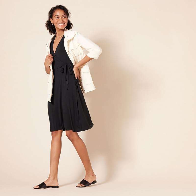 Amazon Essentials Women's Short Sleeve Faux-Wrap V Neck Dress - Image 5