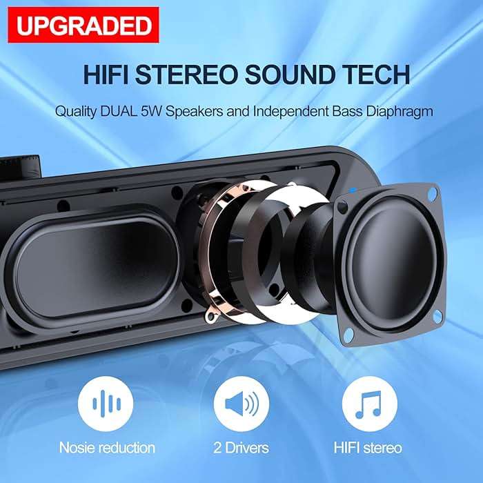 LENRUE Computer Speakers,PC Speakers for Desktop,Wired USB-Powered Sound-bar for Computer with 10W Stereo Sound and Colorful Light,Plug-n-Play (A39PRO /Black) - Image 6
