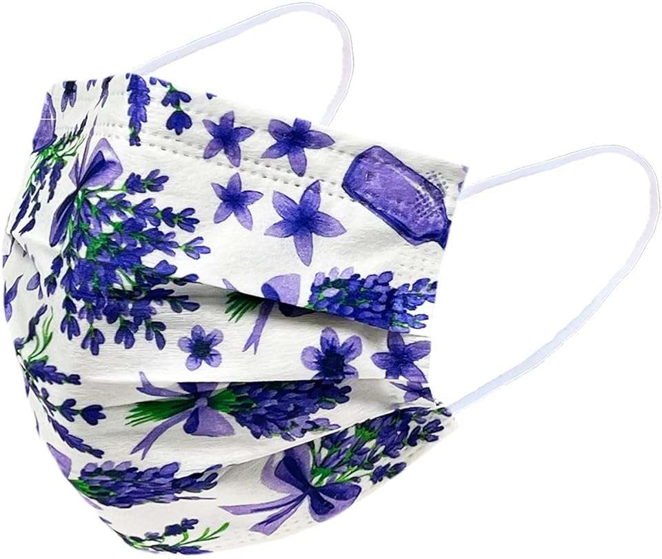 Everydayspecial Disposable Safety Mask 3 Layer Protection Face Mask for Adults 50 pcs (Flower Assorted Print 2) - Image 6
