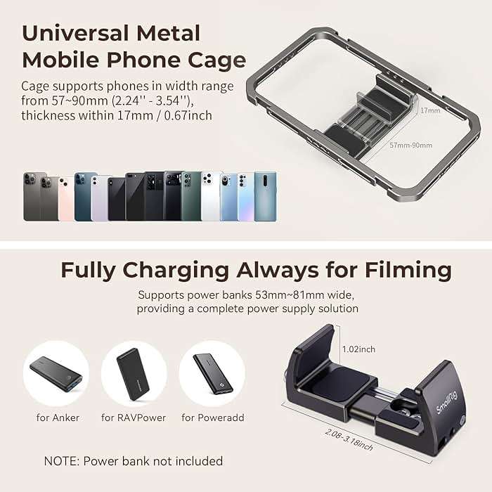 SmallRig Universal Phone Video Rig Kit for iPhone, Smartphone and Cameras, Phone Stabilizer Rig w/Tripod Microphone LED Light Side Handle Power Bank Holderm, for Vlogging & Live Streaming - Image 3