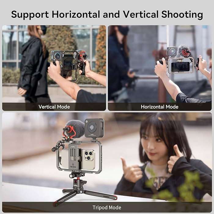 SmallRig Universal Phone Video Rig Kit for iPhone, Smartphone and Cameras, Phone Stabilizer Rig w/Tripod Microphone LED Light Side Handle Power Bank Holderm, for Vlogging & Live Streaming - Image 6