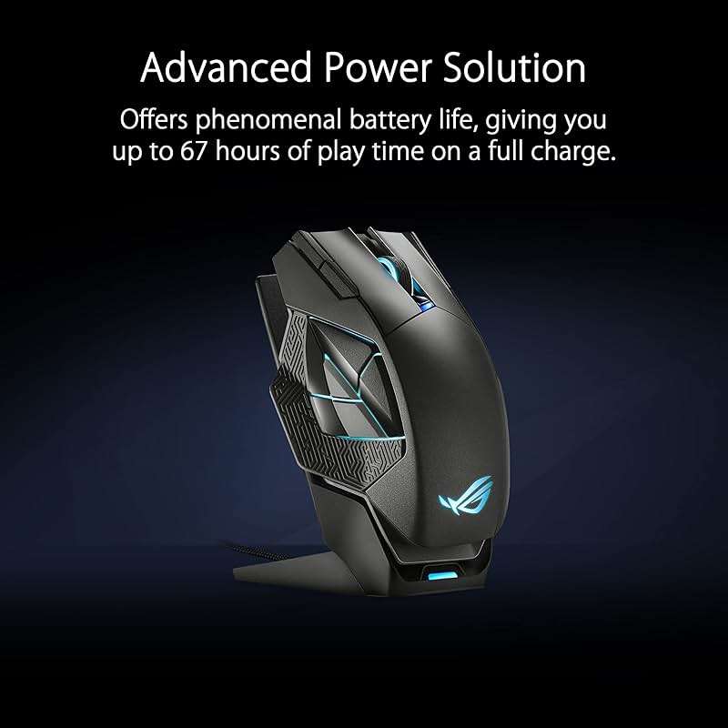 ASUS ROG Spatha X Wireless Gaming Mouse – MMO/MOBA Design, 12 Programmable Buttons, Right-Handed, 168g, Dual-Mode (Wired/2.4GHz), 19K DPI, up to 67Hr Battery, Magnetic Charging Dock, PC/Mac Support - Image 6