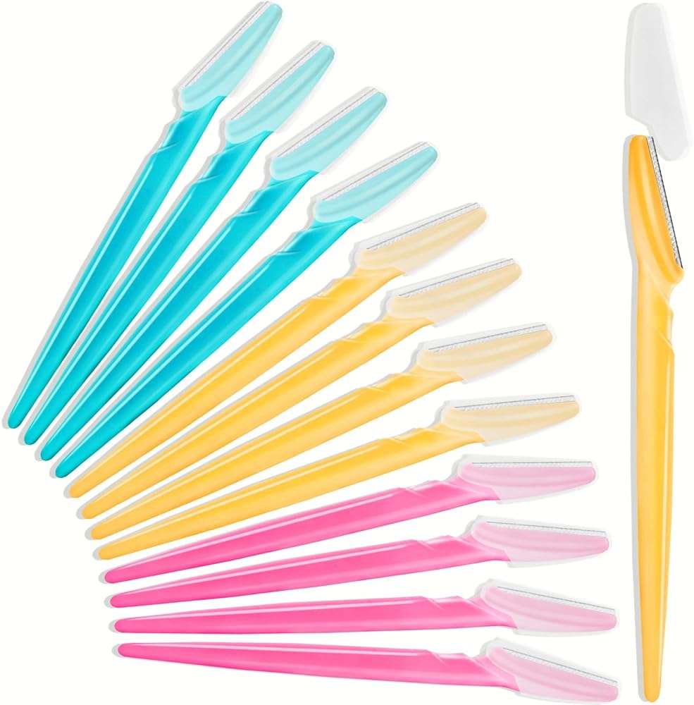 HFATMOS Eyebrow Razor, Face Razors for Women Men Multipurpose Exfoliating Face Shaver Facial Hair Removal Tools Eyebrow Trimmer with Protective Cover 12 Pcs - Image 1
