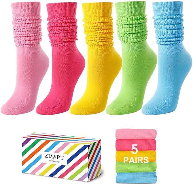 Zmart Slouchy Socks for Women - Slouch Scrunch Socks, 4-5 Pairs Knee Length - Image 1