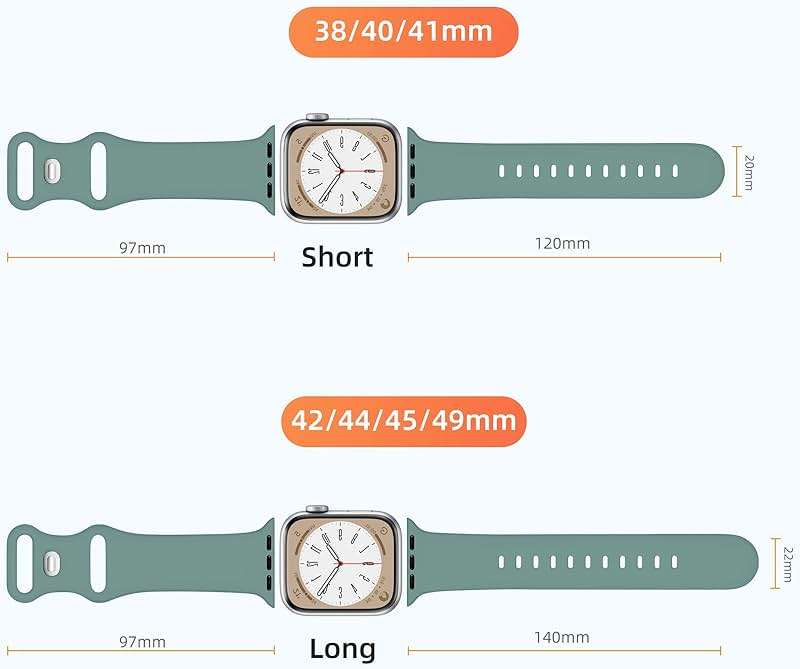 Maledan 6 Pack Bands Compatible for Apple Watch Band 38mm 40mm 41mm 42mm 44mm 45mm 46mm 49mm Women Men, Soft Silicone Sport Band Strap for iWatch Apple Watch Series 11 10 9 8 7 6 5 4 3 2 1 SE Ultra - Image 8