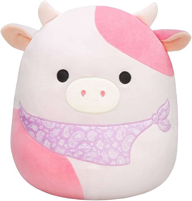 Squishmallows Original 14-Inch Reshma Light Pink Cow with Purple Bandana - Large Ultrasoft Official Jazwares Plush - Image 1
