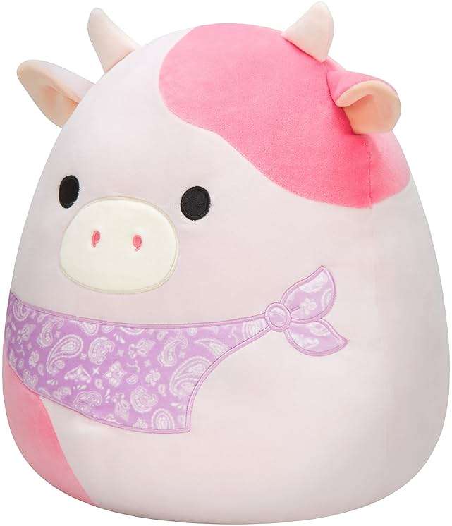 Squishmallows Original 14-Inch Reshma Light Pink Cow with Purple Bandana - Large Ultrasoft Official Jazwares Plush - Image 4