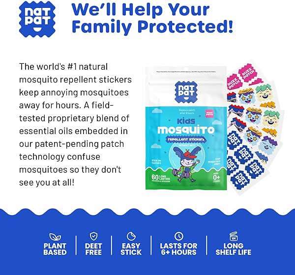NATPAT Buzz Patch Mosquito Patch Stickers for Kids - Plant Based Ingredients, Non-Toxic - The Original All Natural Citronella Essential Oil Insect Patch, DEET Free, for Toddlers, Kids (48 Pack) - Image 3