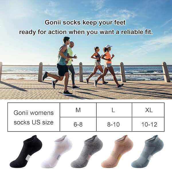 Gonii Ankle Socks Womens Running Athletic No Show Socks Cushioned 5-Pairs - Image 6